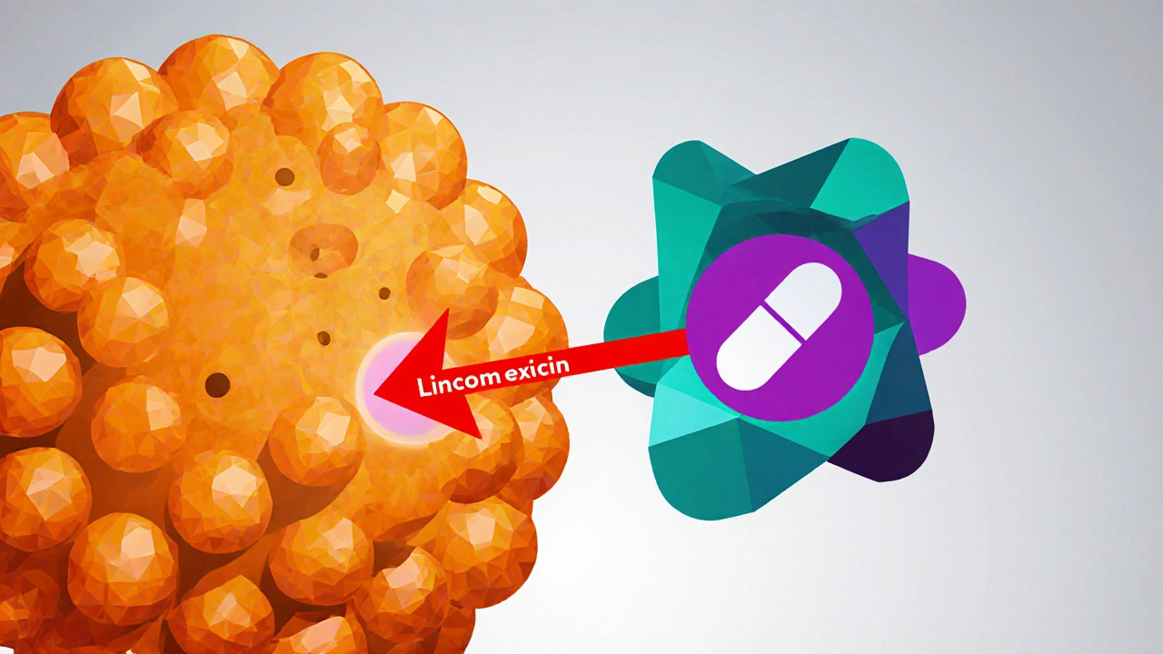 Geometric view of Lincomycin binding to a bacterial ribosome.