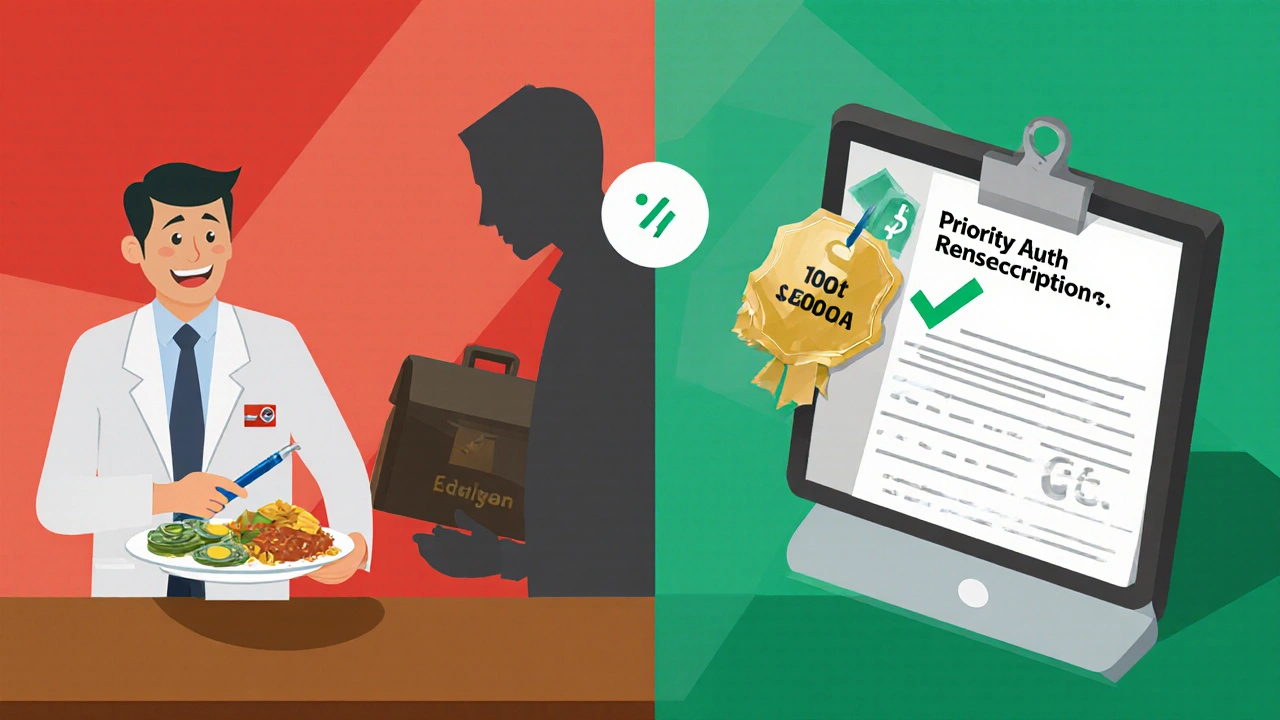 Doctor faced with pharmaceutical rep vs. digital prescribing incentive