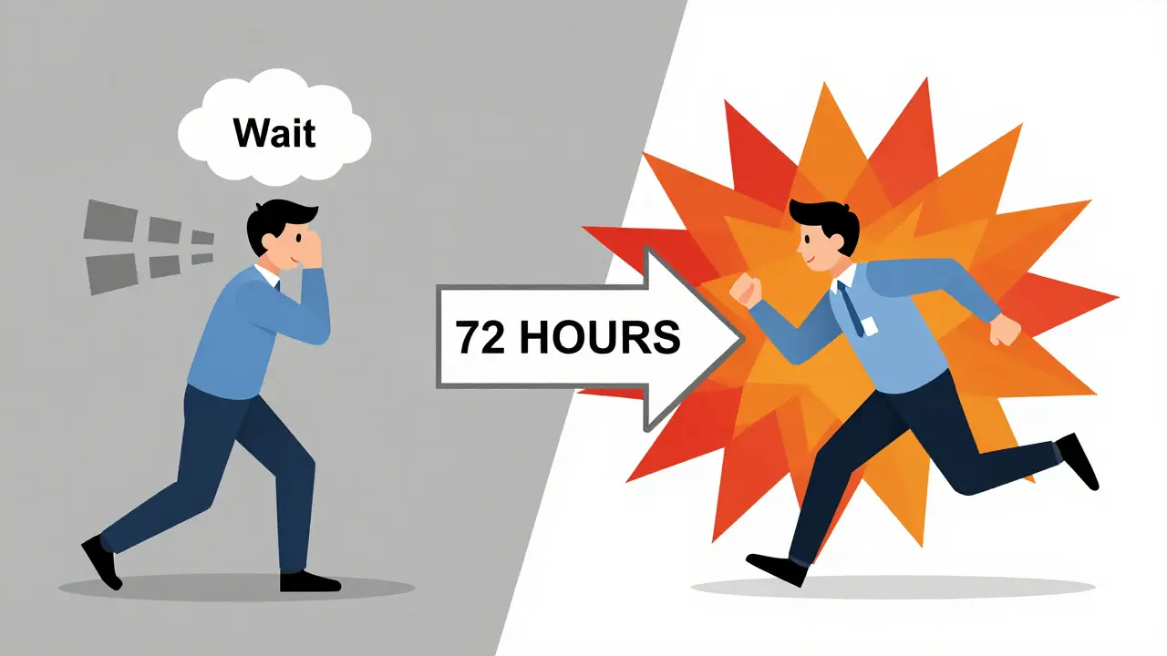 Contrasting scenes: ignoring hearing loss vs. seeking treatment within 72 hours.
